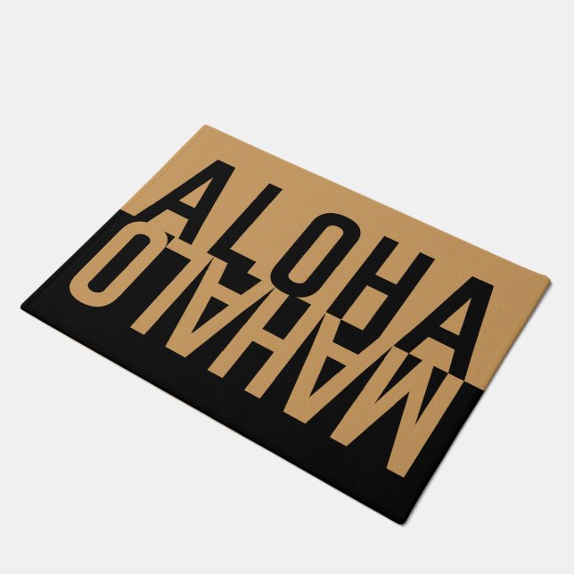 Aloha & Mahalo (Black) Doormat (Angled)