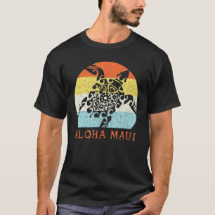 Aloha Maui Vintage Hawaiian Island Tribal Turtle C T-Shirt