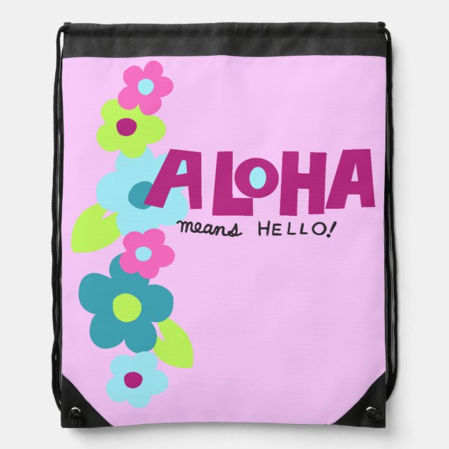 Aloha Means Hello Hawaiian Floral Backpack (Front)