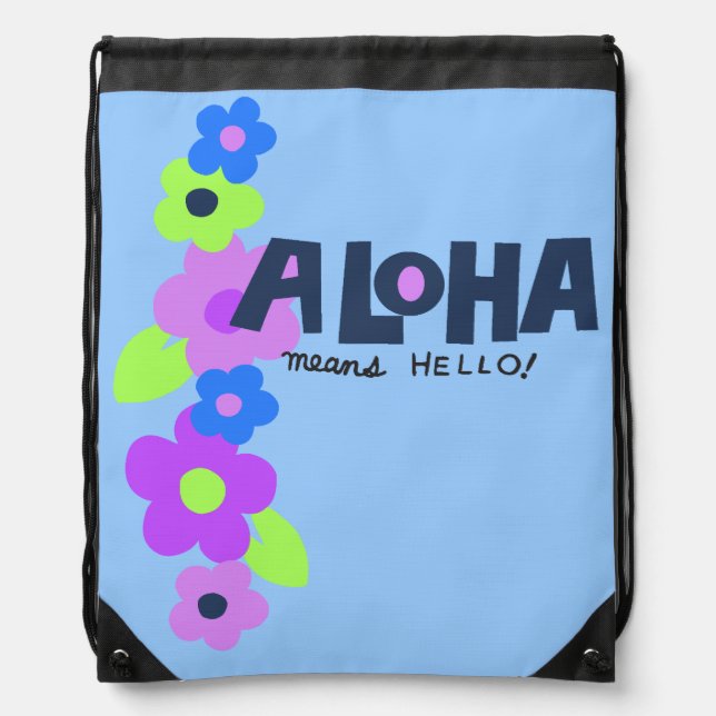 Aloha Means Hello Hawaiian Floral Backpack (Front)