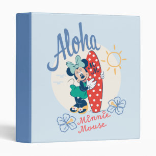 Aloha Minnie Mouse Surf Style 3 Ring Binder