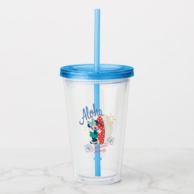 Aloha Minnie Mouse Surf Style Acrylic Tumbler (Front)