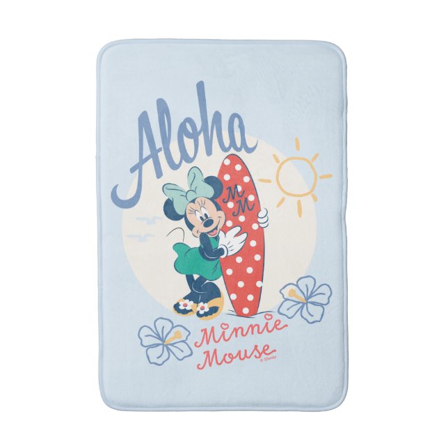 Aloha Minnie Mouse Surf Style Bath Mat (Front Vertical)
