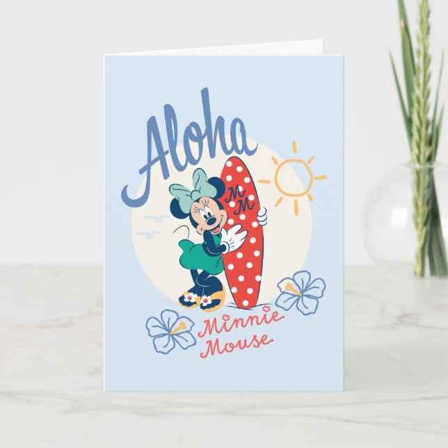 Aloha Minnie Mouse Surf Style Card (Front)