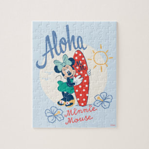 Aloha Minnie Mouse Surf Style Jigsaw Puzzle