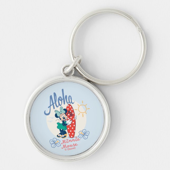 Aloha Minnie Mouse Surf Style Keychain (Front)