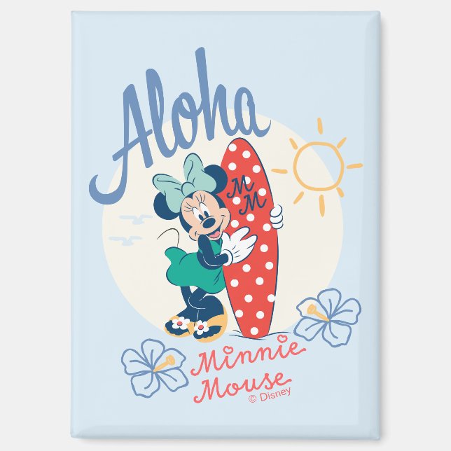 Aloha Minnie Mouse Surf Style Magnet (Front)