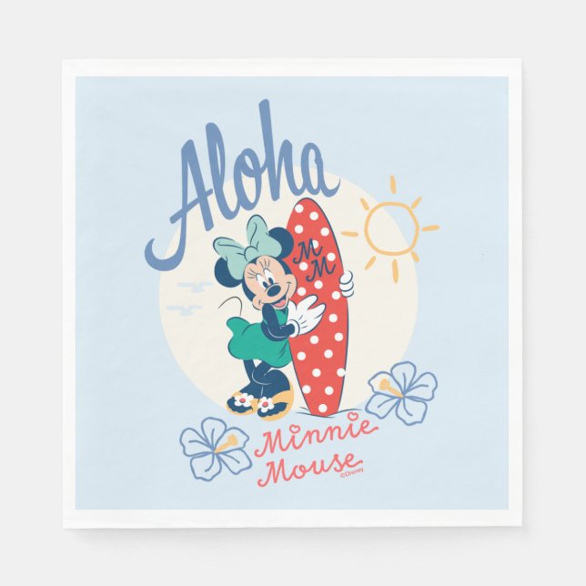 Aloha Minnie Mouse Surf Style Napkins (Front)