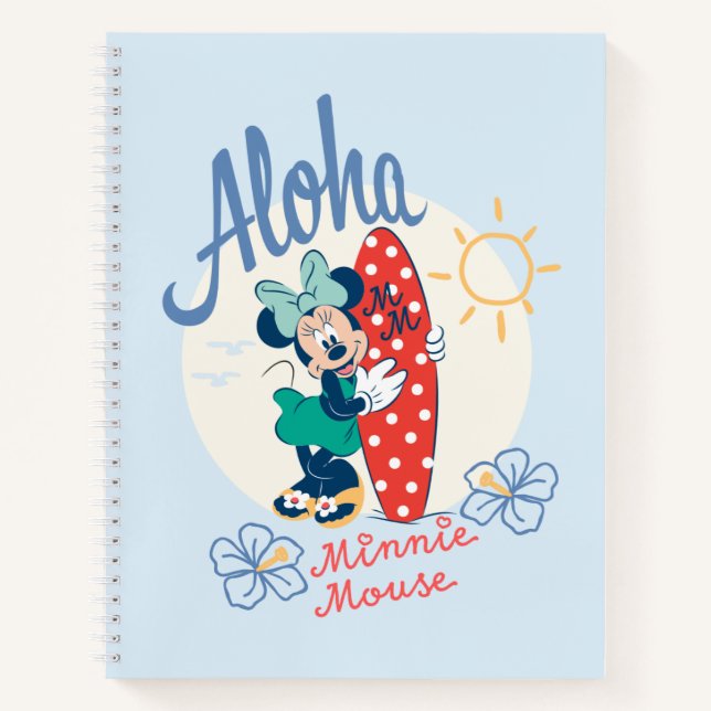 Aloha Minnie Mouse Surf Style Notebook (Front)