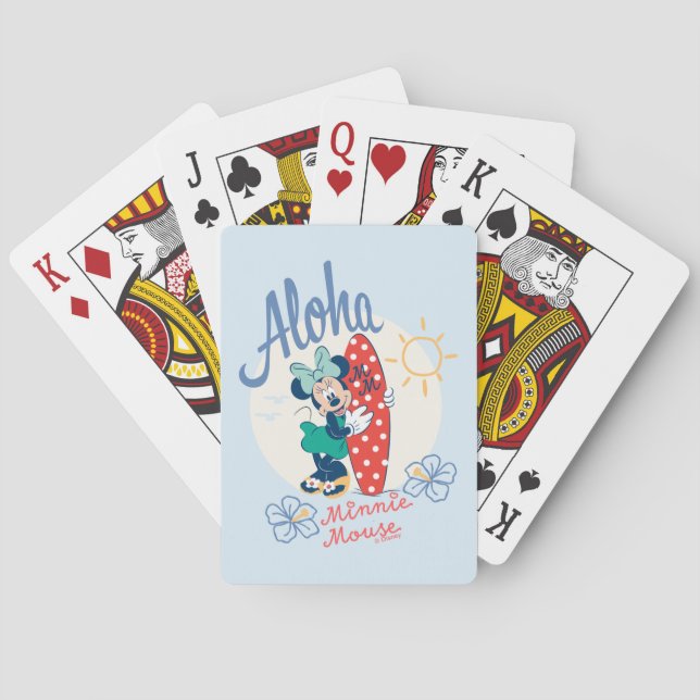 Aloha Minnie Mouse Surf Style Poker Cards (Back)