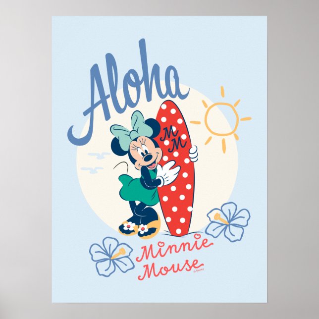 Aloha Minnie Mouse Surf Style Poster (Front)