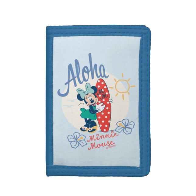 Aloha Minnie Mouse Surf Style Trifold Wallet (Front Vertical)