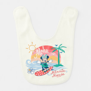 Aloha Minnie Mouse Tropical Surf Baby Bib