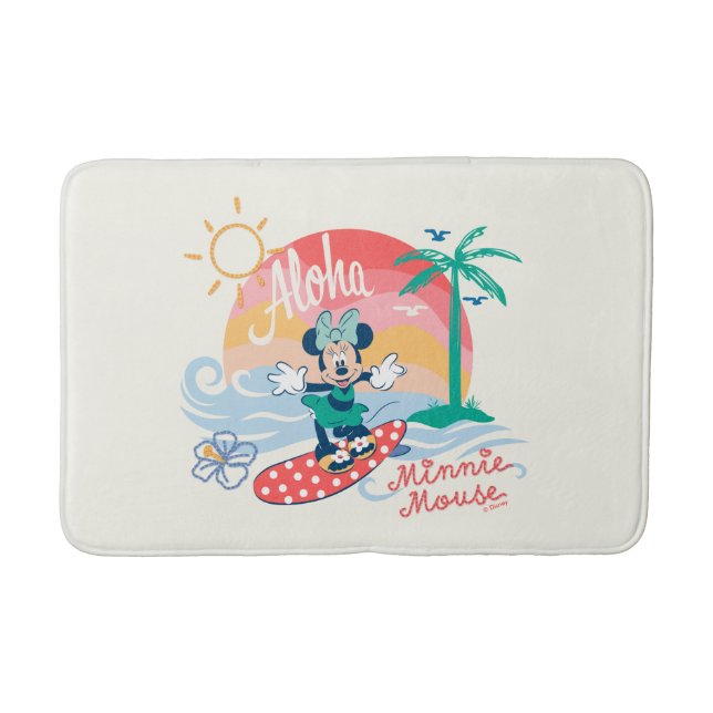 Aloha Minnie Mouse Tropical Surf Bath Mat (Front)
