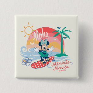 Aloha Minnie Mouse Tropical Surf Button