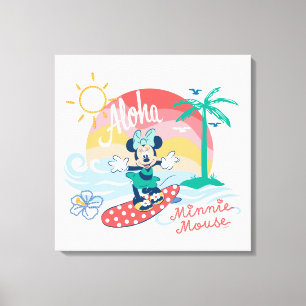 Aloha Minnie Mouse Tropical Surf Canvas Print