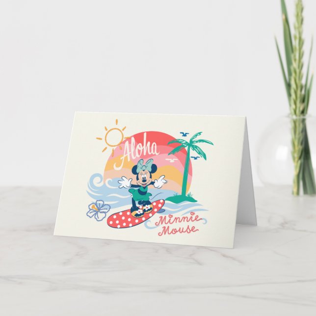 Aloha Minnie Mouse Tropical Surf Card (Front)