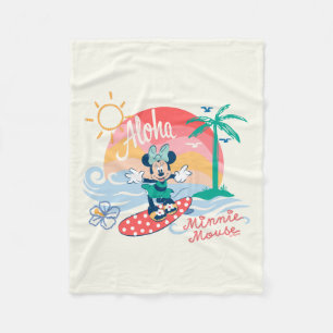Aloha Minnie Mouse Tropical Surf Fleece Blanket
