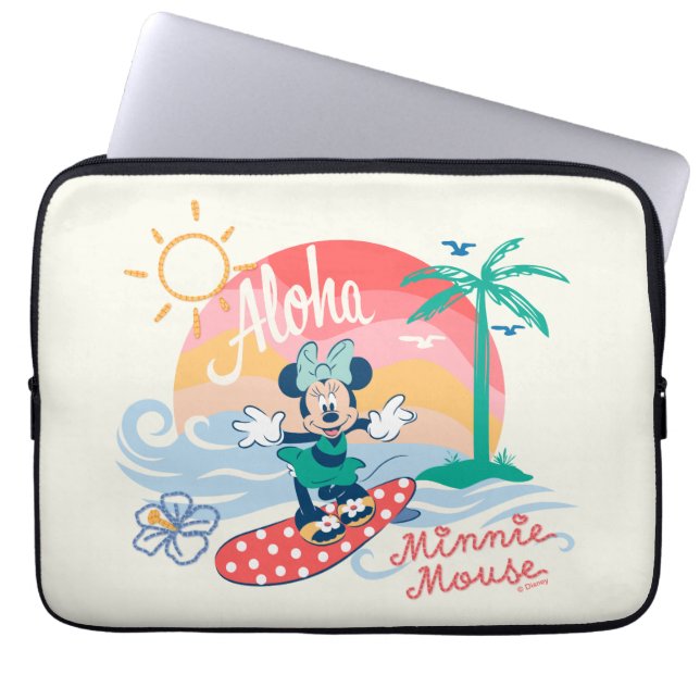Aloha Minnie Mouse Tropical Surf Laptop Sleeve (Front)