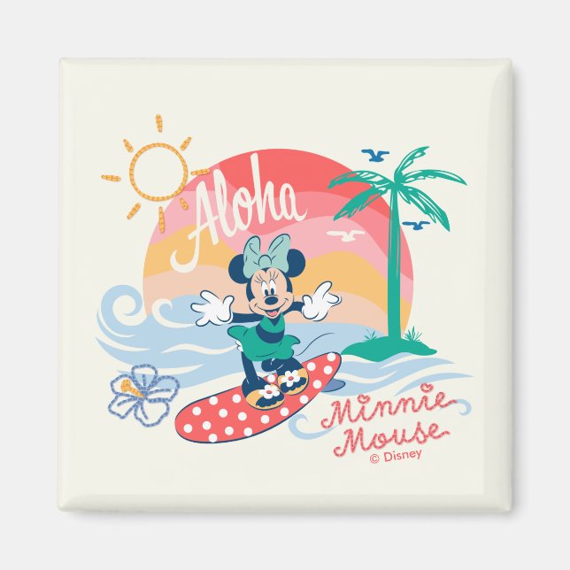 Aloha Minnie Mouse Tropical Surf Magnet (Front)