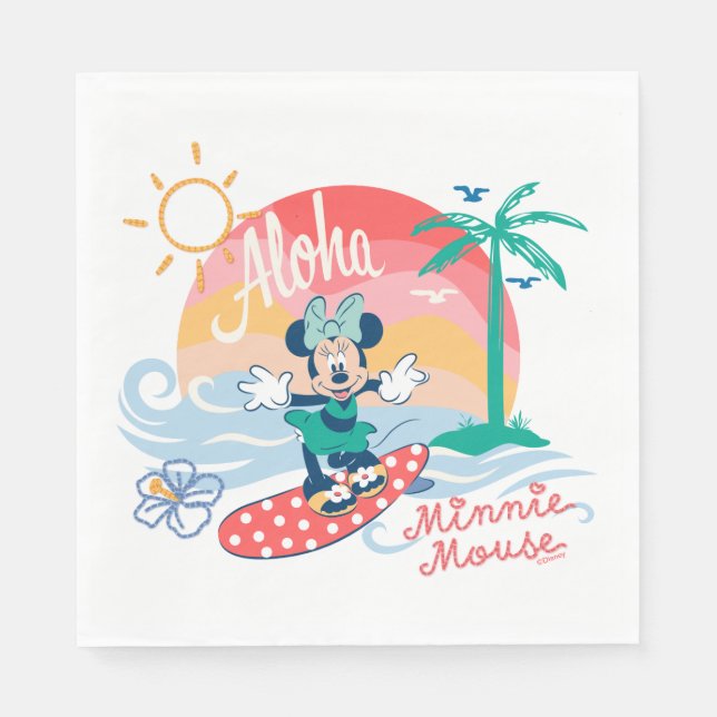Aloha Minnie Mouse Tropical Surf Napkins (Front)