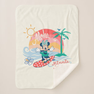 Aloha Minnie Mouse Tropical Surf Sherpa Blanket