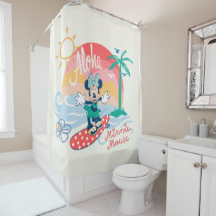 Aloha Minnie Mouse Tropical Surf Shower Curtain