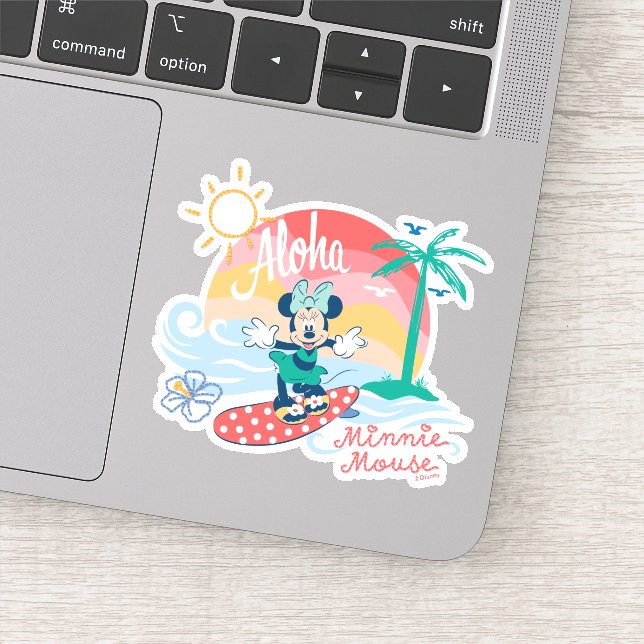 Aloha Minnie Mouse Tropical Surf Sticker (Detail)
