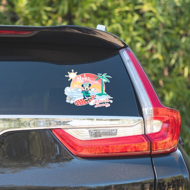 Aloha Minnie Mouse Tropical Surf Sticker (Car Side)