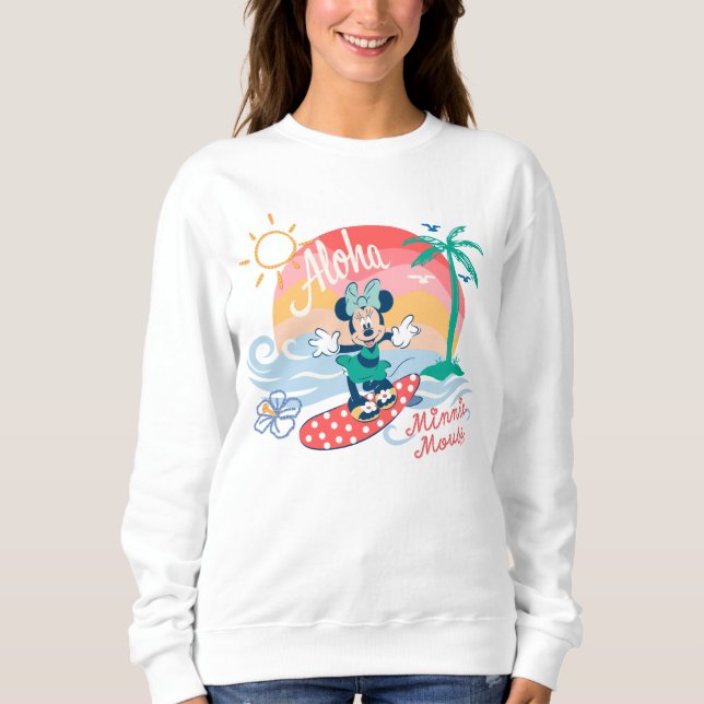 Aloha Minnie Mouse Tropical Surf Sweatshirt (Front)