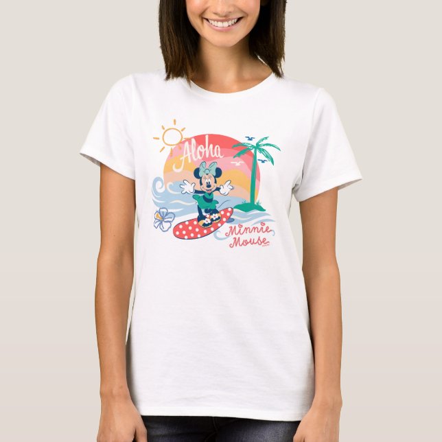 Aloha Minnie Mouse Tropical Surf T-Shirt (Front)