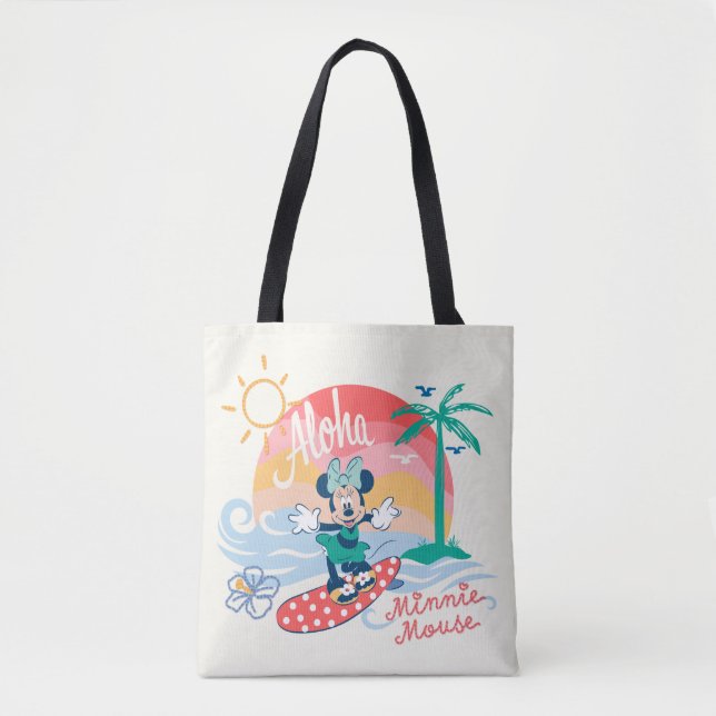Aloha Minnie Mouse Tropical Surf Tote Bag (Front)