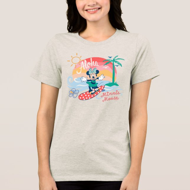 Aloha Minnie Mouse Tropical Surf Tri-Blend Shirt (Front)