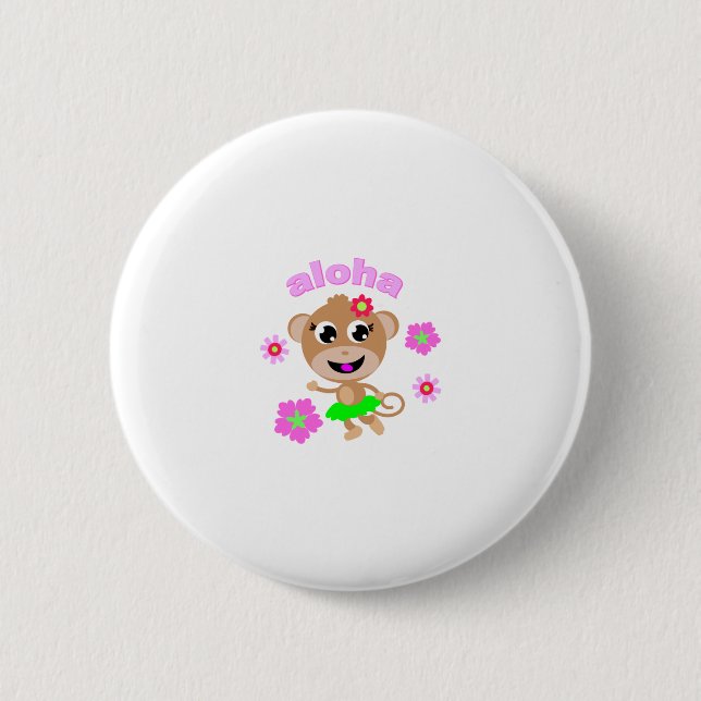 aloha monkey screen. pinback button (Front)