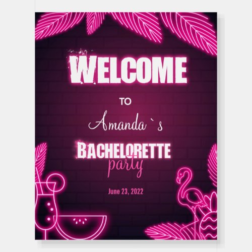 Aloha Neon Bachelorette Party Foam Welcome Sign