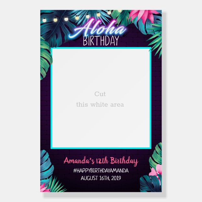 Aloha Night Birthday Photo Prop Frame Foam Board (Front)