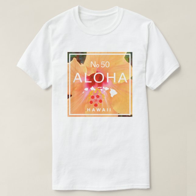 Aloha No 50 Orange Hibiscus T-Shirt (Design Front)