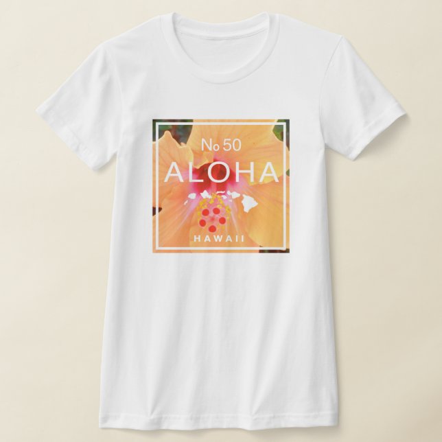 Aloha No 50 Orange Hibiscus T-Shirt (Laydown)
