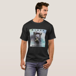 Aloha Offensive Funny Chimpanzee Middle Finger T-Shirt