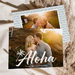Aloha Palm Tree 2 Photo Holiday Card<br><div class="desc">Modern, tropical holiday card displaying your full-bleed horizontal photo on the front with "Aloha" in a white hand-lettered script complimented by a hand-drawn palm tree. Personalize the front of the Aloha holiday card by adding your name. The card reverses to feature an additional photo and your custom message with white...</div>