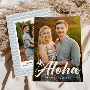 Aloha Palm Tree 2 Photo Holiday Card