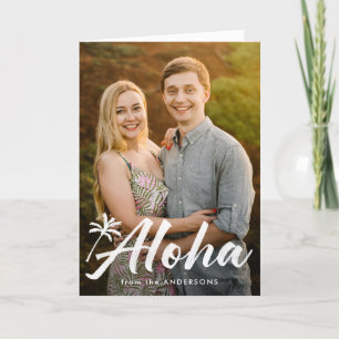 Aloha Palm Tree 2 Photo Holiday Card