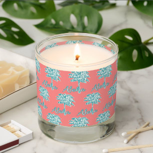 Aloha Palm Tree Blue Coral Tropical Scented Candle