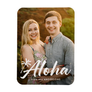 Aloha Palm Tree Holiday Photo Magnet