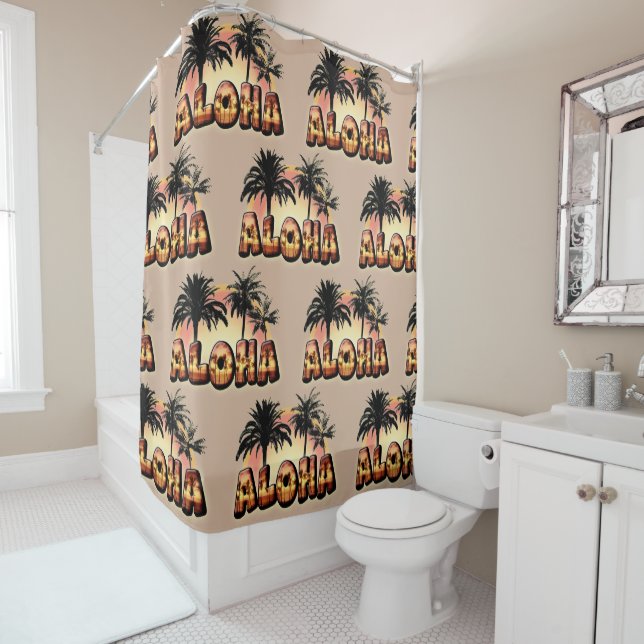 Aloha Palmtrees Shower Curtain (In Situ)
