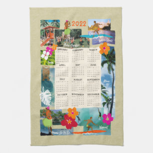 Aloha Paradise Hawaiian Postcard 2022 Calendar Kitchen Towel