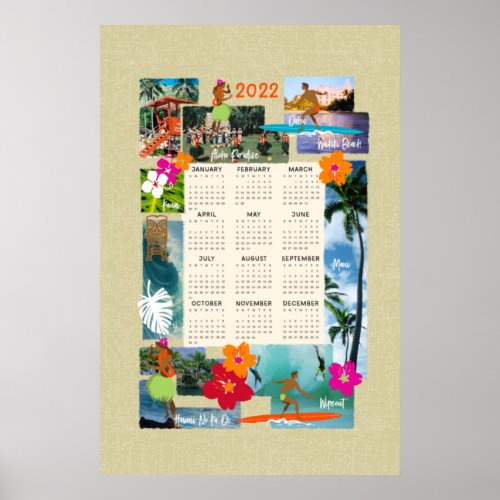 Aloha ParadiseHawaiian Postcard 2022 Calendar Poster