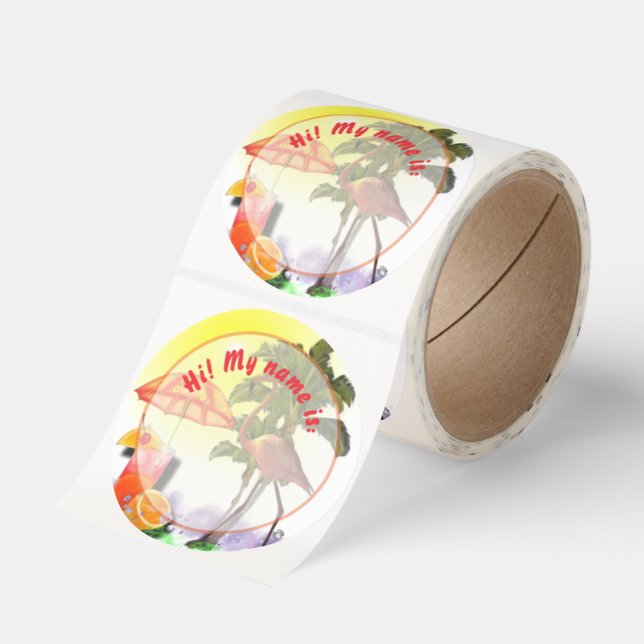 Aloha Party Name Classic Round Sticker (Roll)