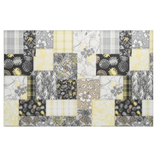 Aloha Patchwork Hawaiian Tropical Prints -Neutral Fabric