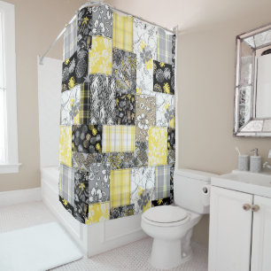 Aloha Patchwork Hawaiian Tropical Prints - Neutral Shower Curtain